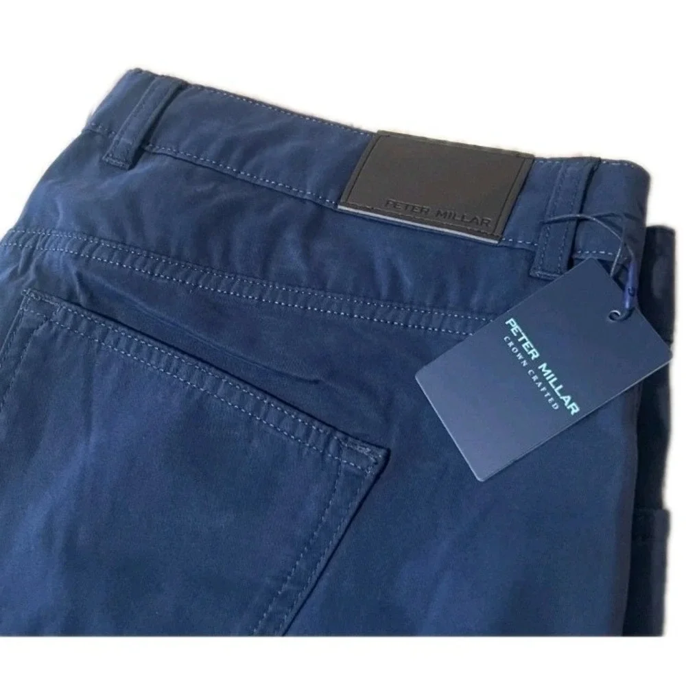 NEW Peter Millar Mens Pants Jeans 40x34 Blue Delvin Twill Five-Pocket Golf Chino - Picture 4 of 16